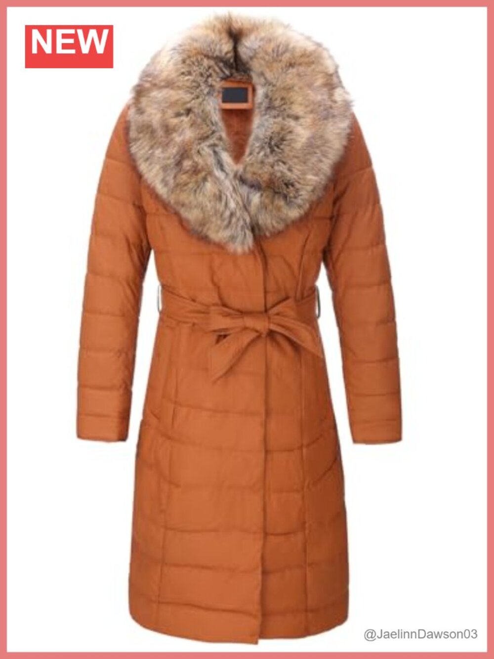 Faux Leather Long Quilted Puffer Coat Faux Fur Collar